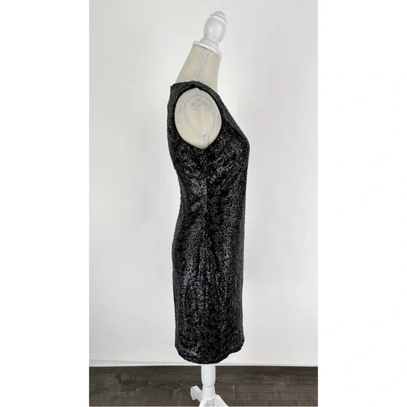 Badgley Mischka Black Silver Sequin Floral Lace Cocktail Dress Size 4 Sleeveless - Picture 7 of 10